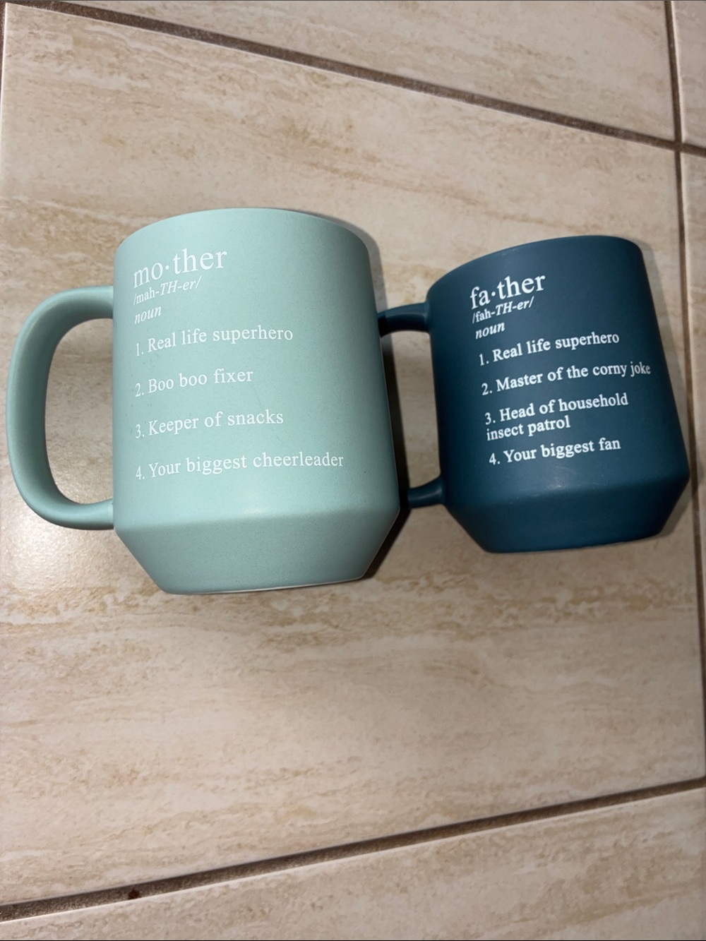 Indigo Mother & Father Mugs